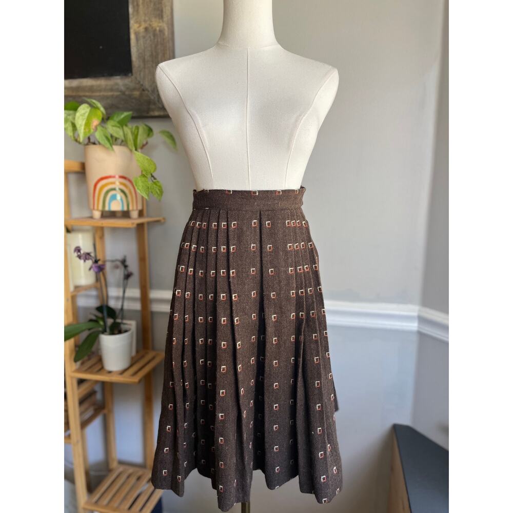 Vintage 40s Pleated Skirt Wool Academia School Girl Size XS